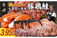 ≪肉×魚≫小分け3種セット(豚切り落とし250g×5P・鶏モモカット済300g×4P・銀鮭500g×3P)_23-8401_(都城市) 小分けパック 冷凍 お弁当 おかず