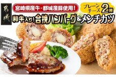 和牛入り合挽ハンバーグ&メンチカツ2種セット_MJ-9233_(都城市) 
