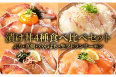 【冷凍】ぶり・真鯛・かんぱち・生アトランサーモンの漬け丼4種食べ比べセット100g×8袋 N019-YB250