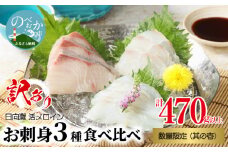 【訳あり】日向灘活〆ﾛｲﾝお刺身3種の食べ比べ計470g以上 N124-YZB059