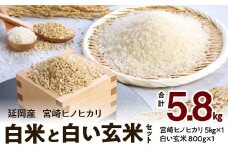 宮崎ヒノヒカリ延岡産白米と白い玄米セット合計5.8㎏ N0149-YC090