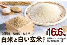 宮崎ヒノヒカリ延岡産白米と白い玄米セット合計16.6㎏ N0149-YE115