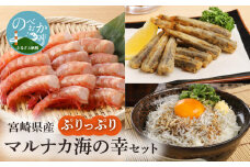 宮崎産ﾏﾙﾅｶ海の幸ｾｯﾄ ぷりっぷりのｱｶｽｴﾋﾞ(無頭)唐揚げ用ﾒﾋｶﾘ･しらす丼5食分ｾｯﾄ N065-YZA3313