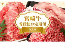 【定期便3回】宮崎牛 普段使い定期便 N0140-YD0245