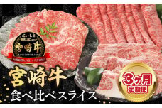 【3ヶ月定期便】宮崎牛食べ比べスライス N0147-YD0214