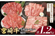 宮崎牛4種食べ比べ焼肉1.2kg N0147-YC124