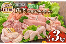 ≪様々な料理に大活躍!≫ 小分け 真空パック 鶏肉 バラエティ セット 合計3kg 鶏もも肉 鶏むね肉 ささみ 手羽先 手羽元 詰め合わせ 国産 肉 大満足 6種 食品 おかず からあげ BBQ 人気 おすすめ お弁当 万能食材 宮崎県 日南市 送料無料_BC123-25