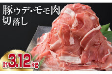 豚肉 豚ウデ 豚モモ 切り落とし セット 計3.12kg 国産 ポーク 食品 おかず 切落し スライス肉 万能食材 大容量 焼肉 生姜焼き カレー 肉じゃが 炒め物 お弁当 おつまみ 晩ご飯 うで もも 人気 冷凍 お土産 おすそ分け お取り寄せ 宮崎県 日南市 送料無料_C144-25