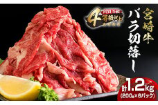 数量限定 4等級以上 宮崎牛 バラ 切り落とし 計1.2kg 牛肉 黒毛和牛 ビーフ ブランド牛 国産 食品 おかず すき焼き 焼肉 カレー シチュー お弁当 おつまみ ご褒美 お祝 記念日 小分け おすすめ おすそ分け お取り寄せ グルメ 冷凍 宮崎県 日南市 送料無料_D103-25