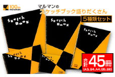 マルマン スケッチブック 盛りだくさん 5種類 セット A3 B4 A4 B5 B6 合計45冊 雑貨 日用品 文房具 画用紙 ノート 国産 リング製本 キャンバス イラスト 文具 筆記用具 画材 事務用品 ビジネスノート スクラップブッキング おすすめ 宮崎県 日南市 送料無料_G60-24