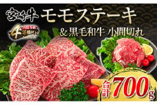 宮崎牛 モモ ステーキ 黒毛和牛 小間切れ セット 合計700g 牛肉 ビーフ 国産 ブランド牛 もも肉 おかず 食品 赤身肉 万能食材 焼肉 鉄板焼き 高級 贅沢 ご褒美 お祝い 記念日 人気 おすすめ 詰め合わせ お取り寄せ グルメ ディナー 宮崎県 日南市 送料無料_DA19-23