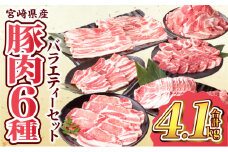 数量限定 宮崎県産 豚肉 バラエティー セット 合計4.1kg 6種 肉 豚肉 国産 食品 小分け 豚バラ ロース 小間切れ こま切れ 食べ比べ 焼肉 しゃぶしゃぶ 生姜焼き 炒め物 豚汁 おかず お弁当 冷凍 おすすめ ギフト 贈り物 贈答 宮崎県 日南市 送料無料_DD14-24