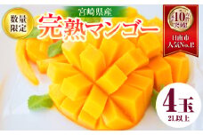 リピーター続出!!数量限定 宮崎県産 完熟 マンゴー 2L以上×4玉 フルーツ 果物 果汁 希少 濃厚 ジューシー 贅沢 上質 ご褒美 人気 国産 食品 おやつ デザート 産地直送 おすすめ ギフト プレゼント 贈り物 お土産 手土産 南国 日南市 送料無料_EDV1-24