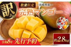 訳あり 宮崎県産 完熟マンゴー 約2.8kg 期間限定 数量限定 フルーツ 果物 くだもの 国産 食品 デザート おやつ フルーツサンド おすすめ ご褒美 贅沢 産地直送 傷 規格外 訳アリ おすそ分け 家庭用 冷蔵 宮崎県 日南市 送料無料_F77-24