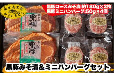 【ブランド黒豚】桑水流黒豚みそ漬＆ミニハンバーグセット  計460g（豚肉 黒豚 豚 肉 お肉 味噌漬け ハンバーグ）