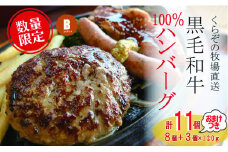 【CAS012・おためし３個付き！】黒毛和牛専門店の国産黒毛和牛100％の贅沢ハンバーグ（計11個）（ハンバーグ 牛肉 牛肉100% 国産 冷凍 調理済 小分け 個包装 宮崎 惣菜 小林市）