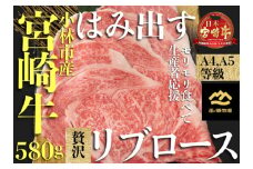 【西ノ原牧場直送】Ａ4等級以上小林市産宮崎牛はみ出す贅沢リブロース 580g（宮崎牛 黒毛和牛 ブランド牛 牛肉 お肉 すき焼き 焼肉 内閣総理大臣賞）
