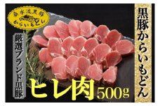 【厳選ブランド黒豚】”黒豚からいもどん”ヒレ 500g（国産 豚肉 小分け  黒豚 ヒレ ステーキ とんかつ  ヒレカツ 希少部位 宮崎 小林市 人気  冷凍）