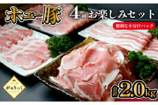 【ボリューム満点！】ホエー豚スライスと切落しの大満足お楽しみセット 2kg（国産 豚肉 小分け 2㎏ 豚バラ 豚ロース しゃぶしゃぶ 豚バラスライス 豚 宮崎 小林市 人気 冷凍）