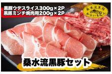 【牧場直送の新鮮黒豚】桑水流黒豚からいもどんミンチ＆スライスセット 計1kg（豚肉 黒豚 ブランド豚 豚 お肉 しゃぶしゃぶ 食べ比べ）