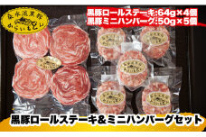 【牧場直送の新鮮黒豚】桑水流黒豚からいもどんロールステーキ＆ミニハンバーグセット（豚肉 黒豚 豚 肉 お肉 ステーキ ハンバーグ）