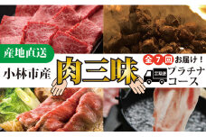 【定期便・全7回】小林市産肉三昧プラチナコース（国産 牛肉 国産牛 和牛 黒毛和牛 豚肉 鶏肉 すき焼き しゃぶしゃぶ 焼肉 定期便）