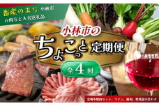 【定期便・全4回】小林市ちょこっと定期便コース（国産 牛肉 国産牛 和牛 黒毛和牛 豚肉 ワイン 野菜  定期便）