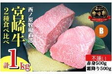 【生産者まかない用特別提供品】宮崎和牛部位お任せ不揃いブロック　1kg（国産 牛肉 国産牛 和牛 黒毛和牛 ブロック肉 ステーキ ローストビーフ 焼肉）