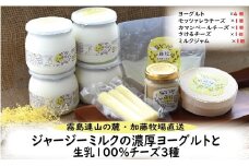 【霧島連山の麓・加藤牧場直送】ジャージーミルクの濃厚ヨーグルトと生乳100％チーズ３種（国産 ナチュラルチーズ ヨーグルト 乳製品 牛乳 チーズ コンテスト受賞  人気 霧島 宮崎 小林市 地域限定）