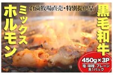 【特別提供品】黒毛和牛ミックスホルモン３Pセット（国産 黒毛和牛 和牛 ホルモン 塩 味噌 焼肉 人気）