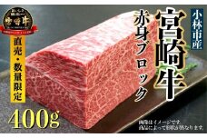 【生産直売・限定品】A4等級以上 小林市産宮崎牛赤身ブロック 400g（国産 牛肉 ブランド牛 黒毛和牛 ブロック 赤身 内閣総理大臣賞）
