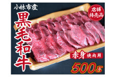 【店舗特売品】小林市産黒毛和牛赤身焼肉用 500g（国産 黒毛和牛 赤身 赤身肉 モモ 焼肉 お肉 牛肉）