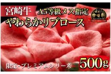 【限定・プレミアムシリーズ】厳選宮崎牛メス指定 A5等級リブロースすき焼き 500g（国産 牛肉 黒毛和牛 宮崎牛 希少部位 ロース すき焼き用 冷凍 内閣総理大臣賞）