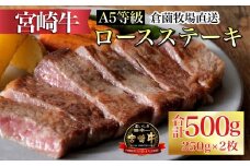 【内閣総理大臣賞 4大会連続受賞】食べログ百名店・倉薗牧場 A5等級宮崎牛ロースステーキ 250g×2枚（牛肉 黒毛和牛 宮崎牛 ブランド牛 ステーキ 赤身）