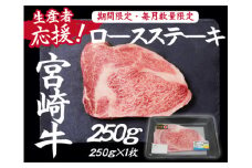 【生産者応援！】宮崎牛ロースステーキ250g（ 宮崎牛 国産 牛肉 和牛 霜降り ステーキ ロース 冷凍 送料無料）