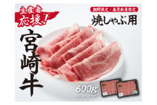 【生産者応援！】宮崎牛ロース焼きしゃぶ600g（300g×2P 宮崎牛 和牛 国産 牛肉  霜降り ロース スライス 冷凍 送料無料）
