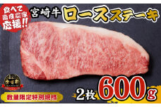 【内閣総理大臣賞 4大会連続受賞】宮崎牛 ロースステーキ 600g（牛肉 黒毛和牛 畜産農家応援 ロース ステーキ 赤身 数量限定）