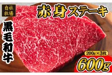 【自社牧場和牛】小林市産 黒毛和牛 赤身ステーキ 200g×3枚（牛肉 国産牛 黒毛和牛 和牛 赤身 ステーキ）