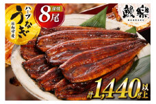 宮崎県産 ハーブ うなぎ 蒲焼 8尾 計1440g 以上 タレ山椒付き [鰻楽 宮崎県 日向市 452061245] 真空パック 国産 蒲焼き 長焼き ウナギ 鰻 長蒲焼 冷凍 化粧箱入り 贈答