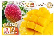 【2025年夏発送】 宮崎 完熟 マンゴー 秀品 A品 3L×2玉 化粧箱入り [宮崎県農業協同組合日向地区本部（販売課） 宮崎県 日向市 452060661] 果物 フルーツ 完熟マンゴー 甘い 日向 化粧箱 期間限定 冷蔵