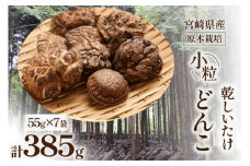 宮崎県産 原木栽培 乾しいたけ 小粒 どんこ 55g 7袋 計385g [本吉 宮崎県 日向市 452061460] しいたけ 椎茸 乾燥 干し 国産