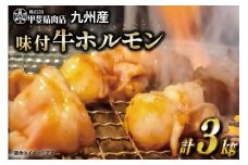 九州産 味付 牛ホルモン 300g×10袋 計3kg [甲斐精肉店 宮崎県 日向市 452060712] 肉 お肉 味付け肉 牛 味付き 焼肉 肉 冷凍 牛肉 焼くだけ ホルモン 九州産 国産 BBQ