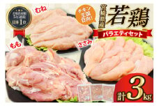 宮崎県産若鶏3kgセット（もも1kg むね1kg ささみ1kg） [アイフーズ 宮崎県 日向市 452060754] 肉 鶏肉 冷凍 小分け もも肉 モモ肉 むね肉 ムネ肉 ささみ ササミ