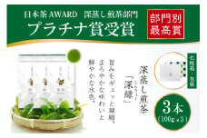 お茶 緑茶 深蒸し煎茶 深緑 100g×3本 [谷岩茶舗 宮崎県 日向市 452060994] セット 小分け 茶葉 プラチナ賞