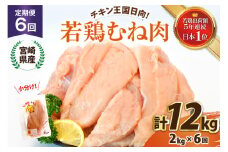 鶏肉 6回 定期便 宮崎県産 若鶏 むね肉 2kg 計 12kg [エム・ティ・シー 宮崎県 日向市 452061366] 小分け むね ムネ肉 胸 冷凍 肉 宮崎