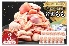 鶏肉 もも 宮崎県産 若鶏 もも カット パラパラ凍結 250g 12p 計3kg [南九フーズ 宮崎県 日向市 452061384] 小分け とり肉 鳥肉 鶏もも 鶏もも肉 鶏 冷凍 真空包装 モモ 鶏モモ 鶏モモ肉 宮崎 セット パラパラ
