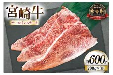 牛肉 宮崎牛 サーロイン ステーキ 200g 3枚 計600g [ローカルブランディング 宮崎県 日向市 452061528] 冷凍 黒毛和牛 黒毛 A4 A5 国産 サーロインステーキ