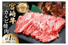 牛肉 宮崎牛 カルビ 焼肉 500g 2p 計 1kg [YAMATO 宮崎県 日向市 452061441] 焼き肉 焼肉用 冷凍 小分け a4 a5 A4 A5 1キロ カルビ バラ肉