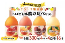 G-D3【定期便・全4回】驚きの果実感！トロピカルフルーツドリンク・ハーフボトル(4本・各300ml、マンゴー・グァバ・パッションフルーツ・日向夏)×4回【宮崎果汁】