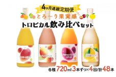 G-J1 【定期便・全4回】驚きの果実感！トロピカルフルーツドリンク(12本・4種各720ml×3本、マンゴー、グァバ・パッションフルーツ・日向夏)×4回【宮崎果汁】